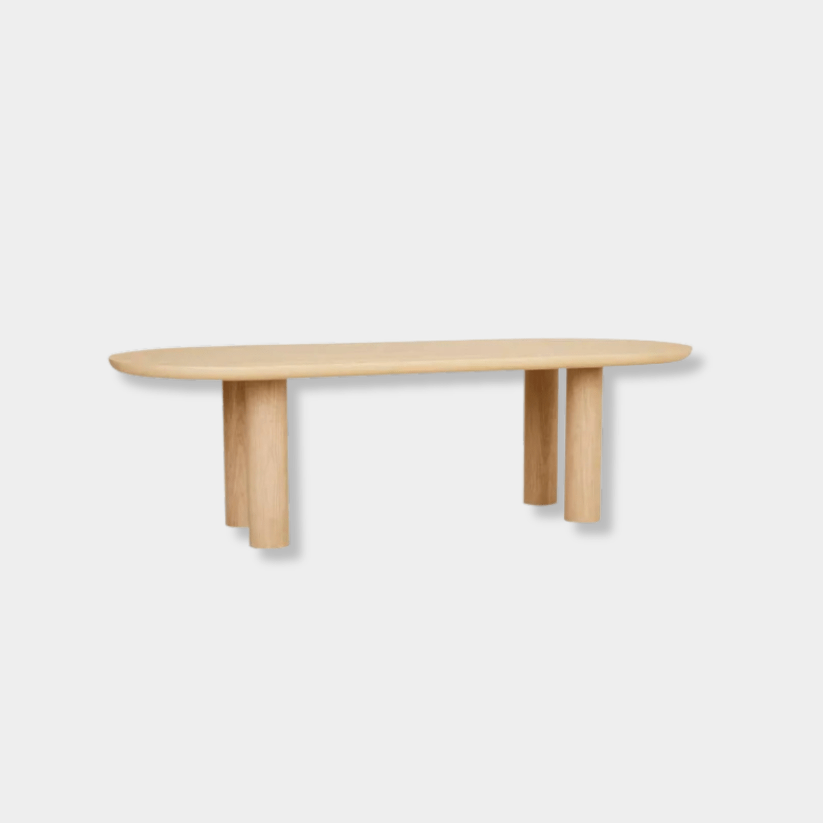 GlobeWest Seb Oval Four Leg Dining Table in natural oak veneer with oval top and four solid legs, modern design.