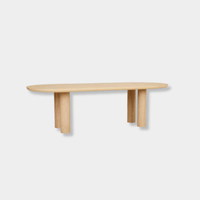 GlobeWest Seb Oval Four Leg Dining Table in natural oak veneer with oval top and four solid legs, modern design.
