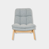 GlobeWest Kip Occasional Chair in Nimbus grey fabric with natural ash wood legs, modern cushioned lounge chair.
