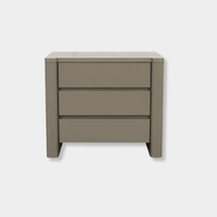 GlobeWest August 3 Drawer Bedside in Snowgum ash veneer with sleek modern design and spacious storage drawers