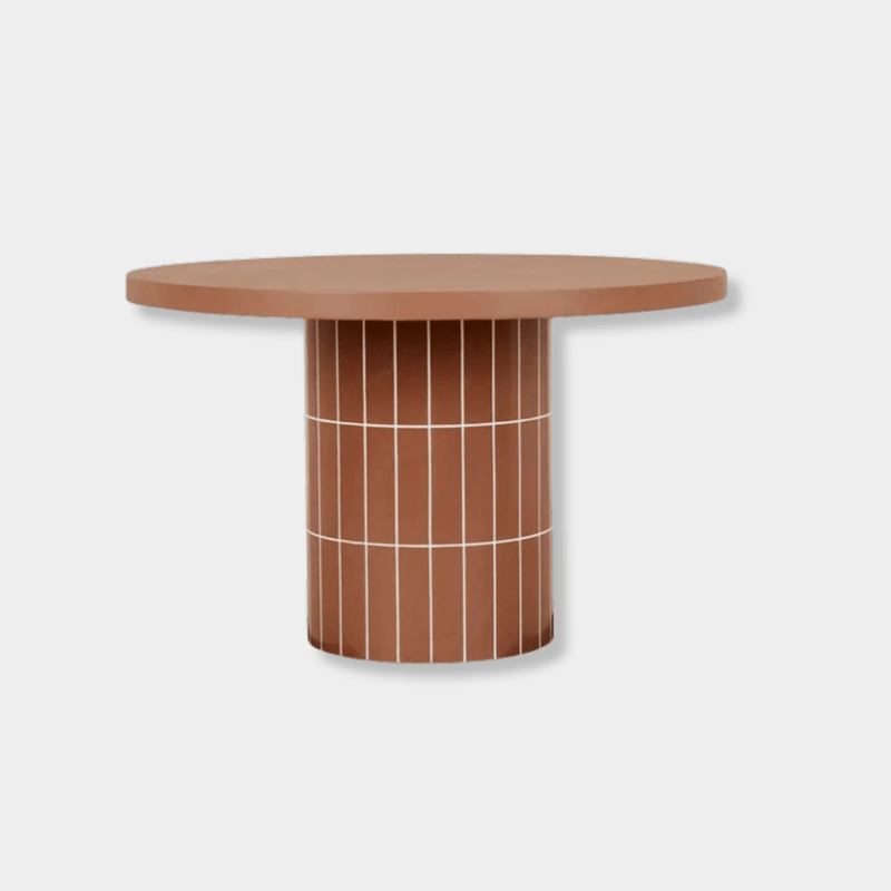 Globe West Coffee Tables Globe West Seville Tile Round Dining Table, Burnt Sienna