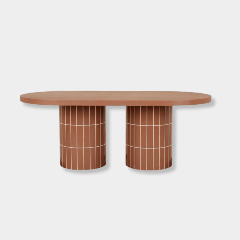 Globe West Coffee Tables Globe West Seville Tile Oval Dining Table, Burnt Sienna