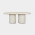 GlobeWest Seville Tile Oval Dining Table, Pearl White