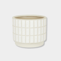 GlobeWest Hanson Alo Planter in white speckle tile ceramic with modern design, suitable for indoor and outdoor use