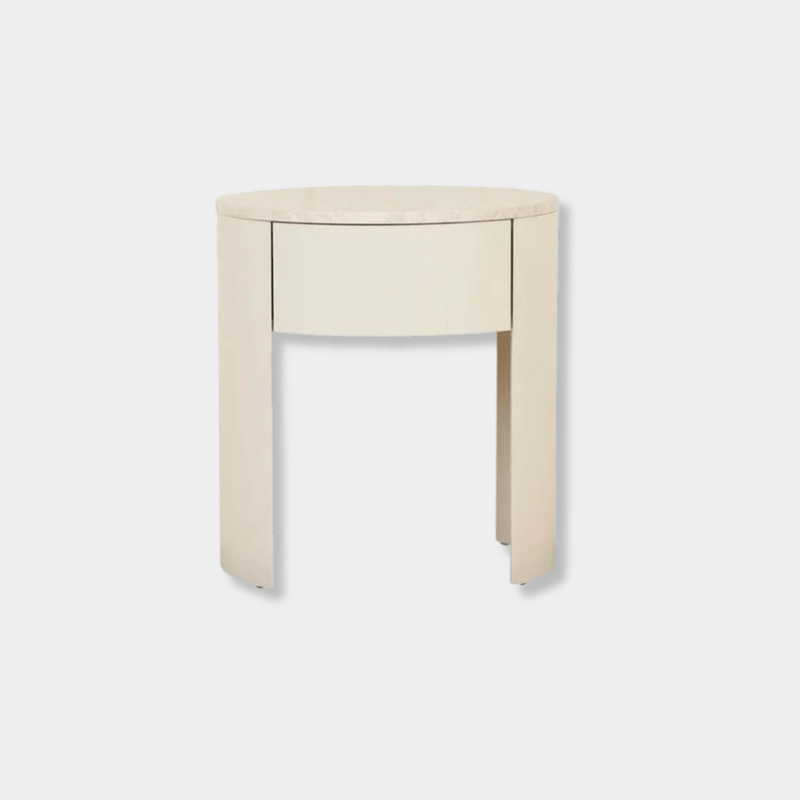 Globe West Bedside Tables Globe West Oberon Crescent Marble Bedside, Natural Travertine - Shell