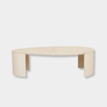 GlobeWest Oberon Curve Marble Coffee Table - Natural Travertine, Shell