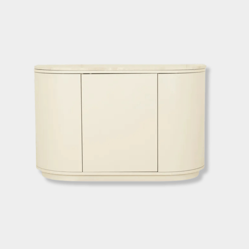 Globe West Buffet GlobeWest Oberon Crescent Marble Storage Unit - Natural Travertine, Shell