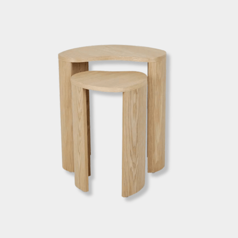 Globe West Side Tables GlobeWest Oberon Curve Set of 2 Side Table - Natural Ash