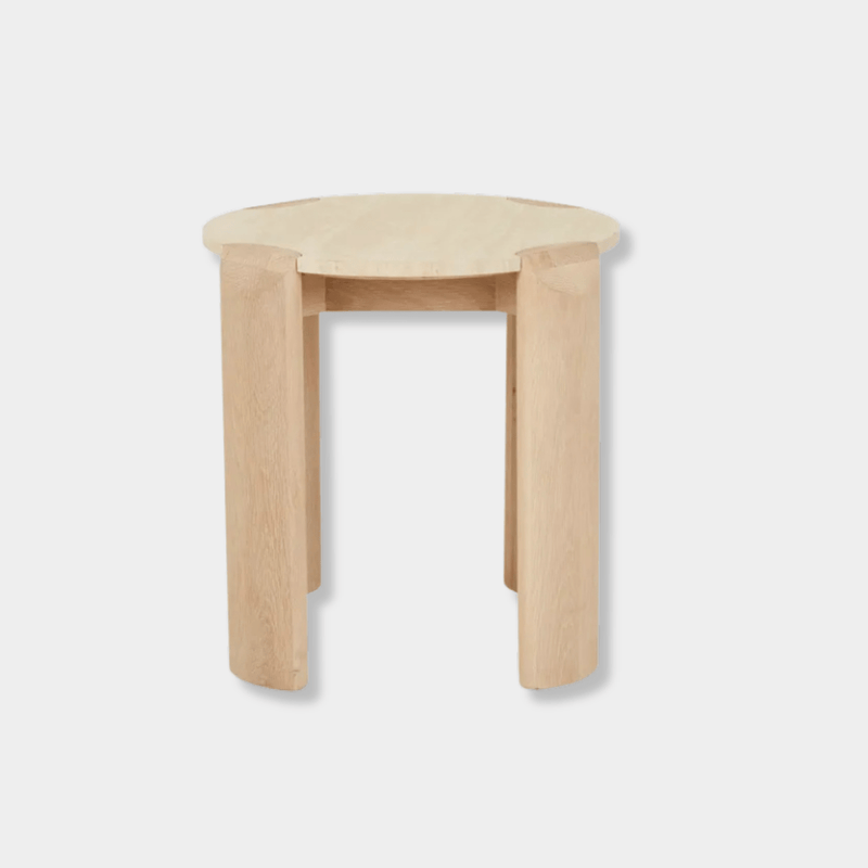 Globe West Side Tables GlobeWest Willa Side Table - Natural Travertine - Light Oak