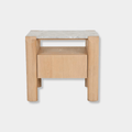 GlobeWest Willa Marble Bedside - Grey Marble - Satin Oak