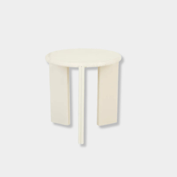 GlobeWest Ray Marble Side Table, Natural Travertine & Shell | Norsu Interiors