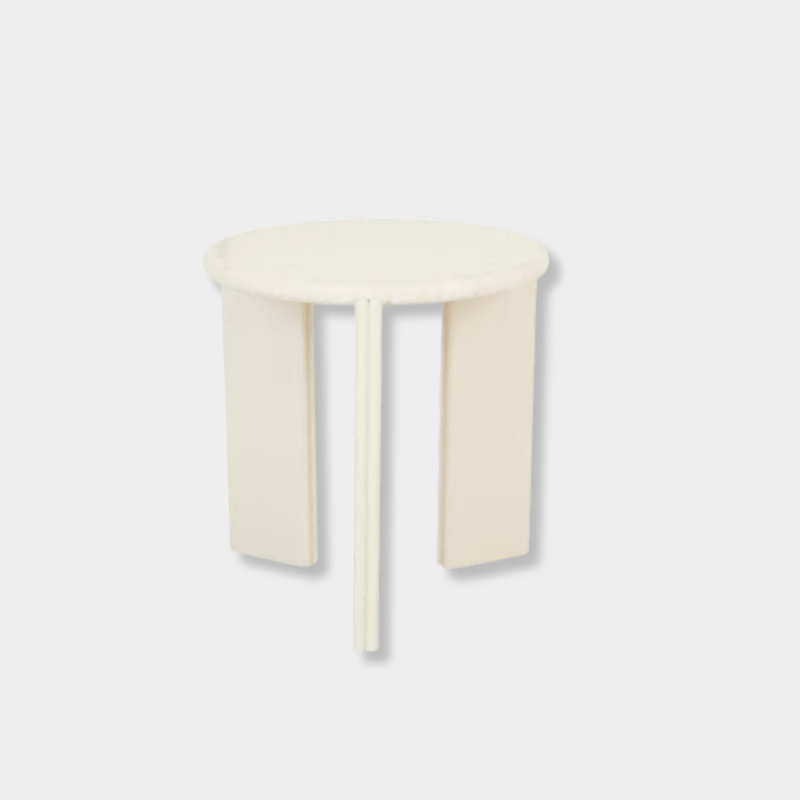 Globe West Side Tables GlobeWest Ray Marble Side Table - Natural Travertine - Shell
