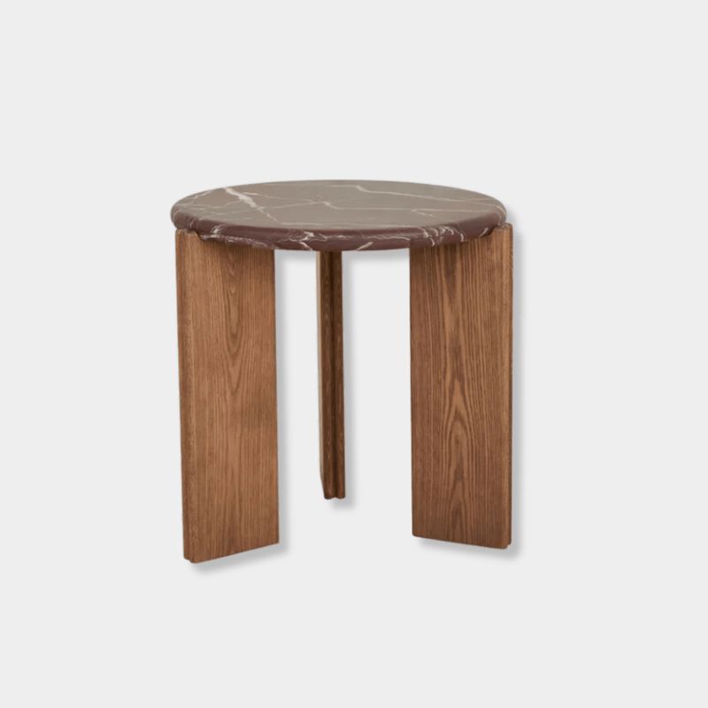 Globe West Side Tables GlobeWest Ray Marble Side Table - Matt Rouge Marble - Smoked Ash