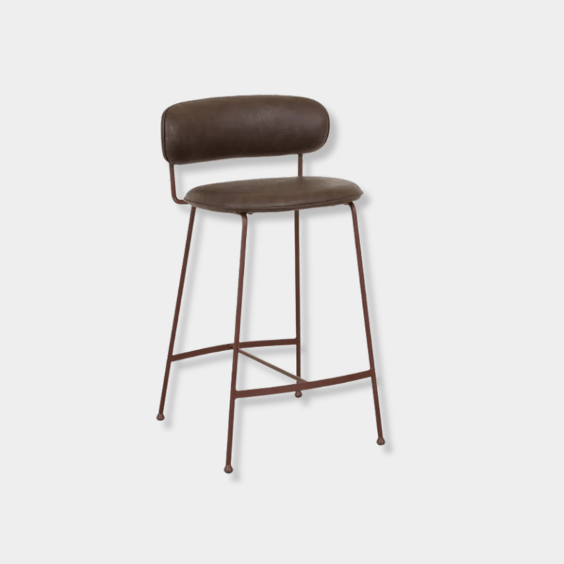 Globe West Dining Chairs GlobeWest Piccolo Barstool - Vintage Matt Dark Brown PU - Matt Syrah