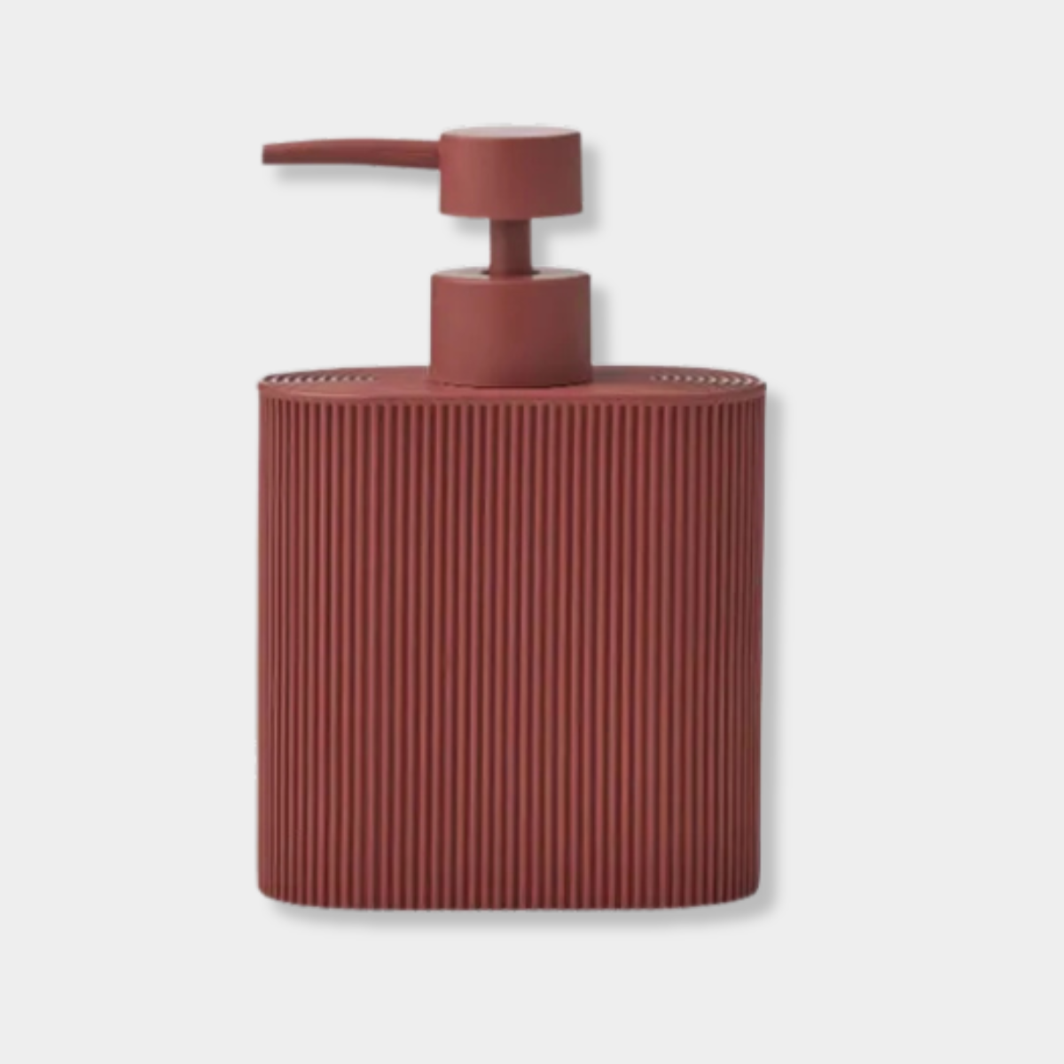 Sid Resin Dispenser in russet with ridged edges for grip, made of durable resin, ideal for bathroom or kitchen use