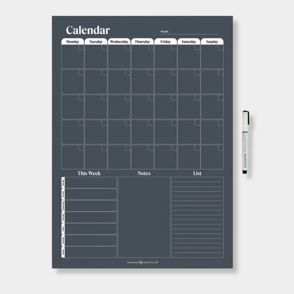 Organising Life Beautifully Magnet Multi Planner on fridge with chalk marker and application tool