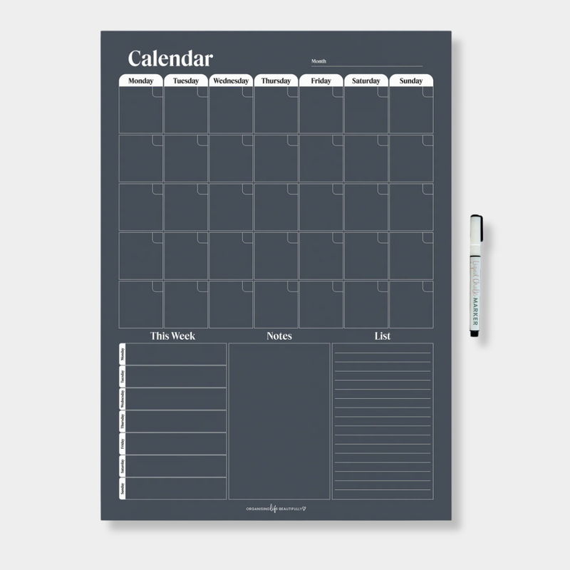 Organising Life Beautifully Magnet Multi Planner on fridge with chalk marker and application tool