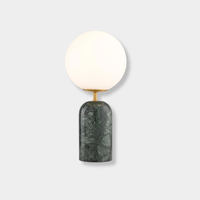 Soren Desk Lamp in green marble with brass base and frosted glass shade