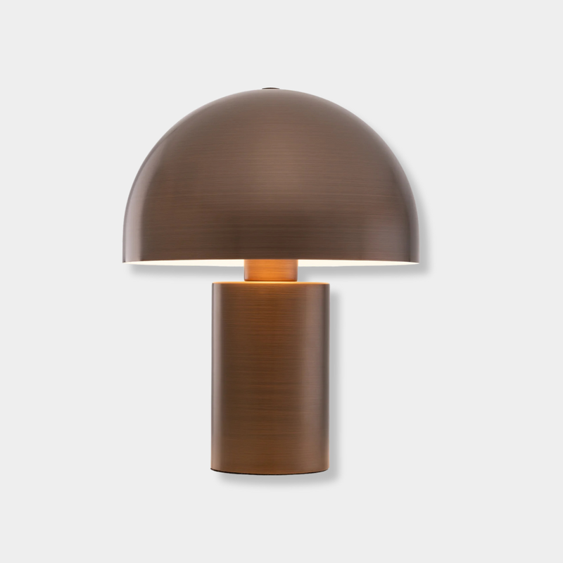 Ore Desk Lamp brushed bronze desk lamp with geometric design and hemispherical shade