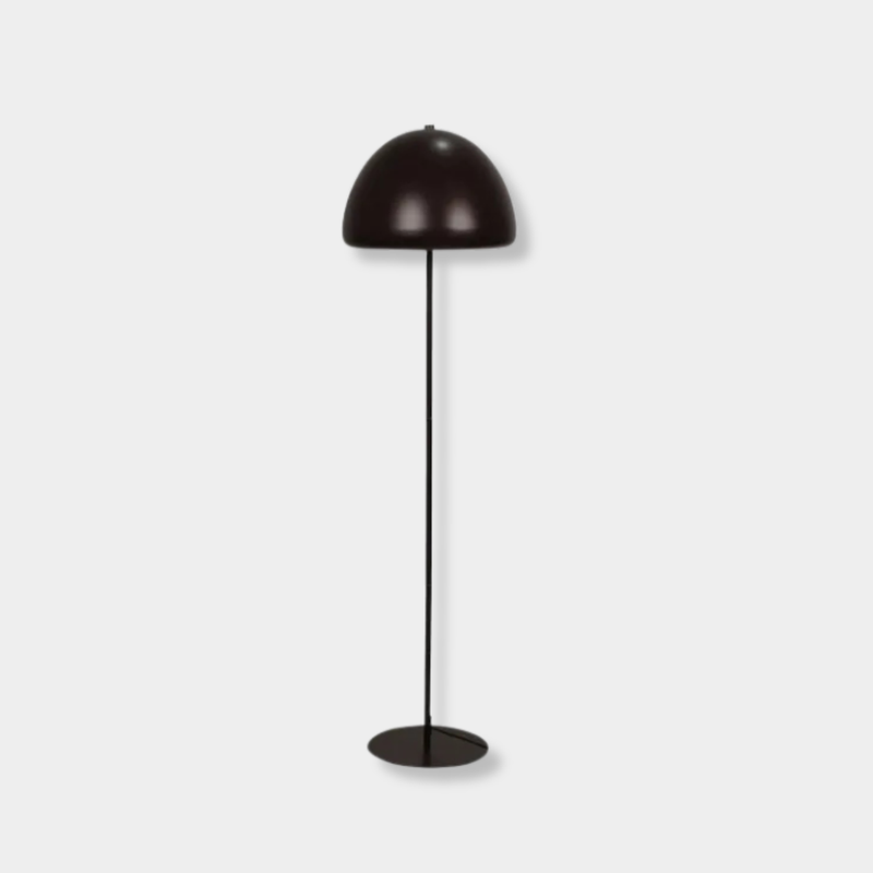 GlobeWest Easton Dome Floor Lamp in brick powder coated metal with frappe-toned dome shade and black fabric cord