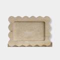 CoTheory Marble Tray, Small Scalloped Tray & Incense Holder - Beige Travertine