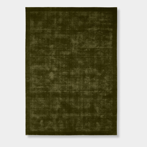 Tribe Home Tait Rug in olive green hand-loomed New Zealand wool with a textured tip-sheared finish
