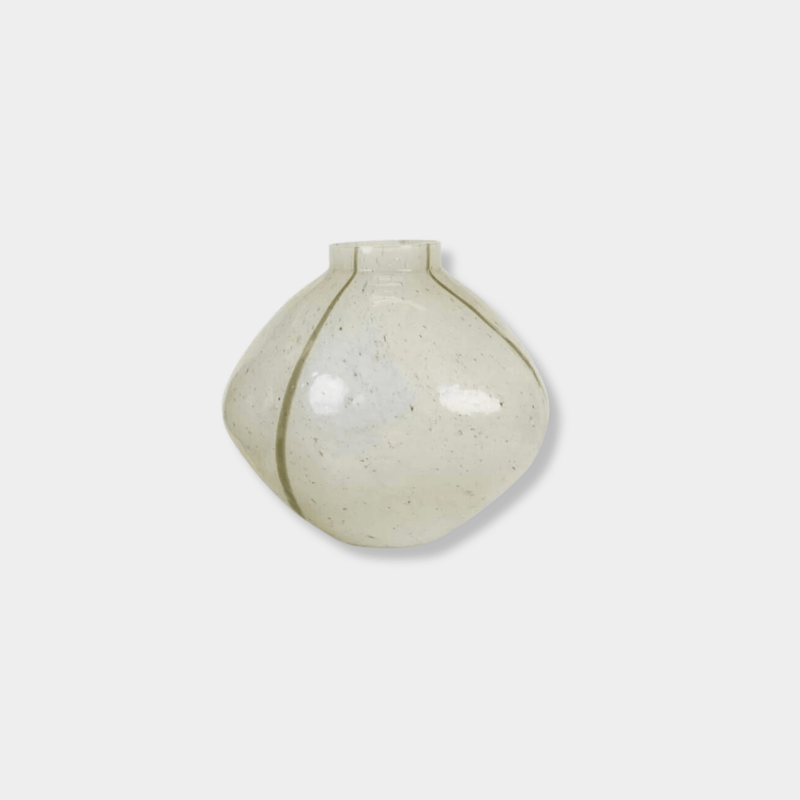 GlobeWest Boden Stripe wide sage handcrafted glass vase with delicate stripes and classic silhouette for indoor decor