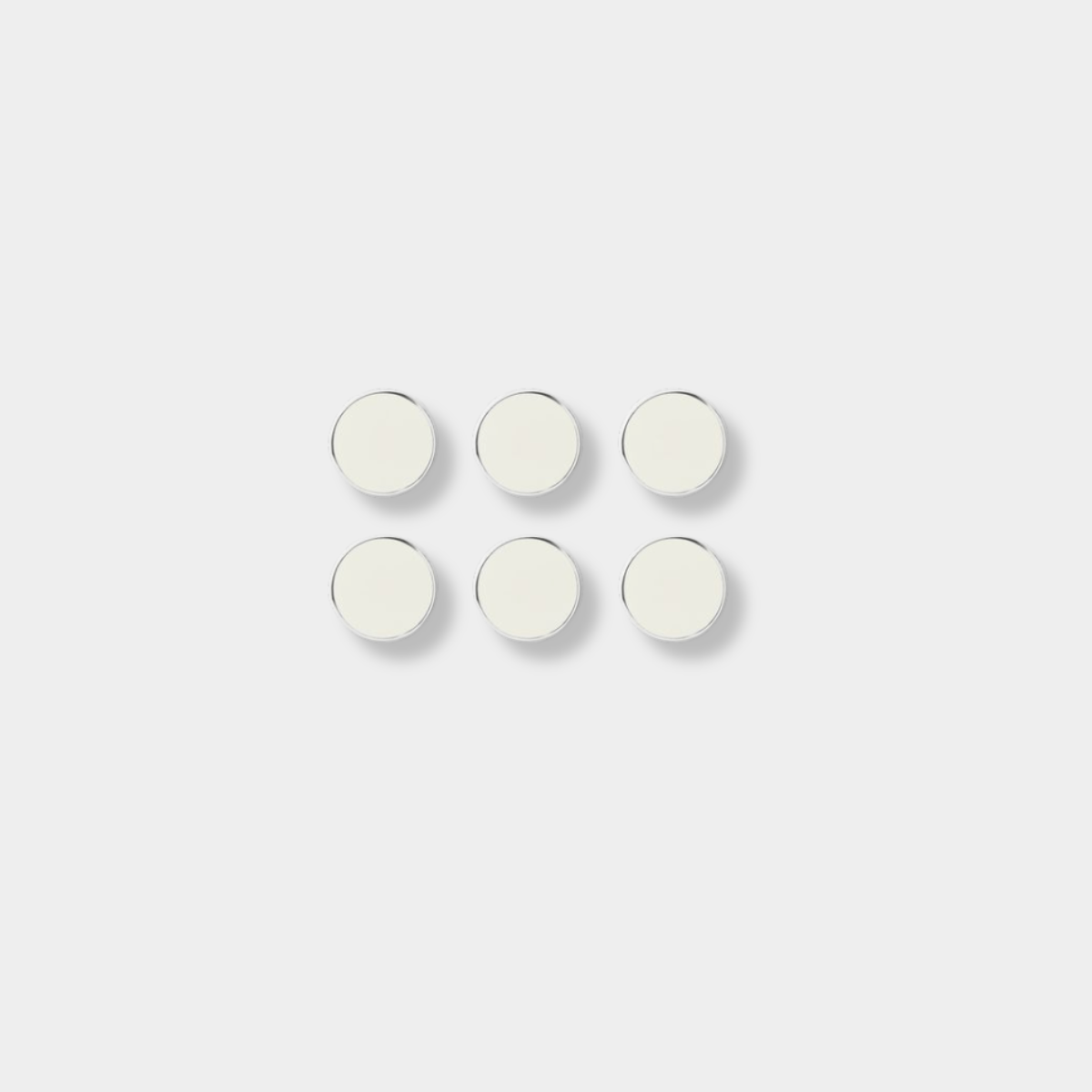 Mustard Made The Buttons chalk white round magnets set of six with smooth flat surface and strong magnetic back