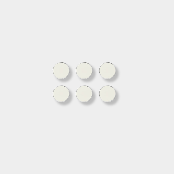 Mustard Made The Buttons chalk white round magnets set of six with smooth flat surface and strong magnetic back