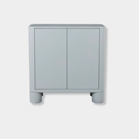 GlobeWest Frankie Storage Unit in Dusty Blue with rounded edges and chunky pillar legs