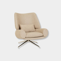 GlobeWest Rowan Occasional Chair in Fawn Speckle with sculpted back and brushed chrome swivel base