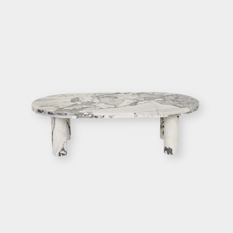 Globe West Coffee Tables Globe West Amara Round Leg Oval Coffee Table, Natural Ocean Marble (7953834311929)
