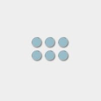 Set of six ocean blue Mustard Made magnetic buttons with smooth flat surface and shiny edges