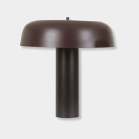 Globe West Canopy Table Lamp in burgundy with modern metal design and cylindrical base