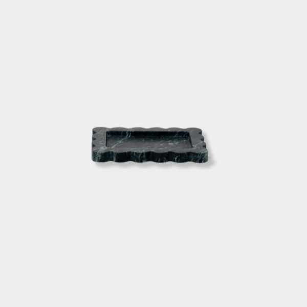 CoTheory Marble Tray small scalloped black marble tray with incense holder Verdi Alpi design