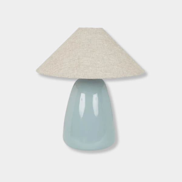 GlobeWest Lorne Pebble Table Lamp, Powder Blue & Oatmeal | Norsu Interiors