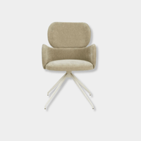GlobeWest Edwin Spider Leg Office Chair in pistachio polyester with bone powdercoated metal spider legs base.