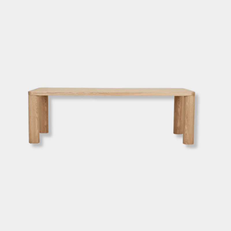 GlobeWest Frankie Dining Table in natural ash veneer with chubby legs and modern design