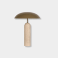 GlobeWest Easton Ellipse Table Lamp - Olive Green/Travertine