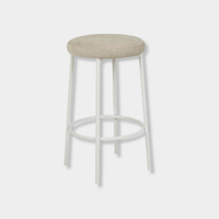 GlobeWest Alden Barstool with Warwick Copeland Birch upholstered seat and white metal legs, 660mm seat height.