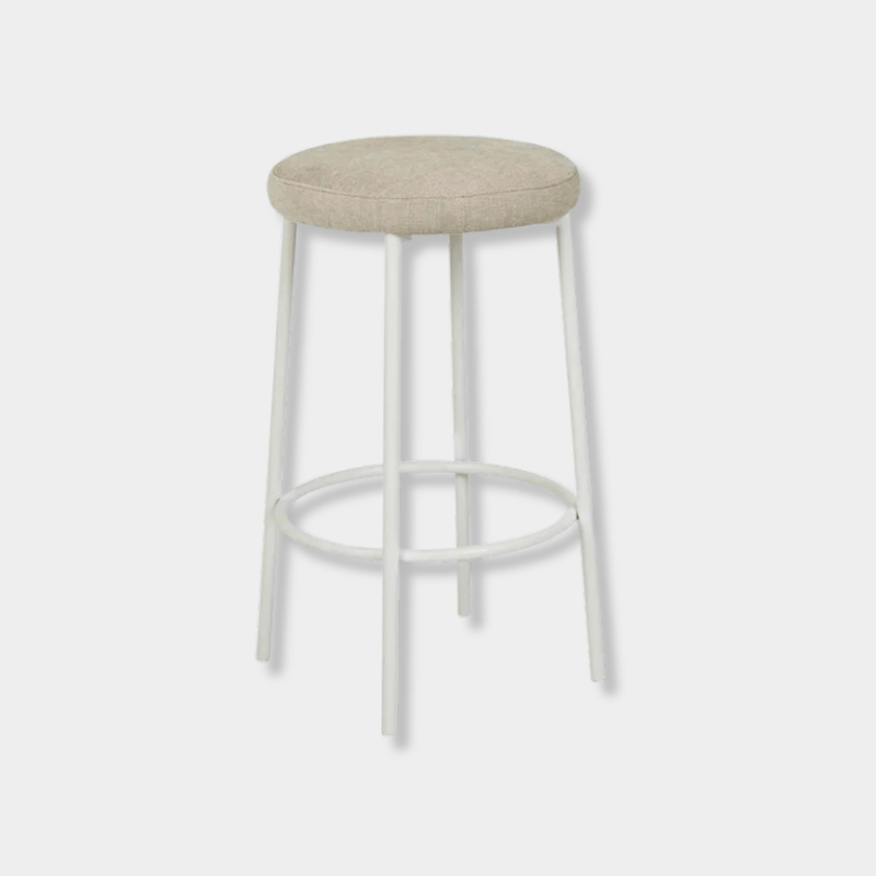 GlobeWest Alden Barstool with Warwick Copeland Birch upholstered seat and white metal legs, 660mm seat height.