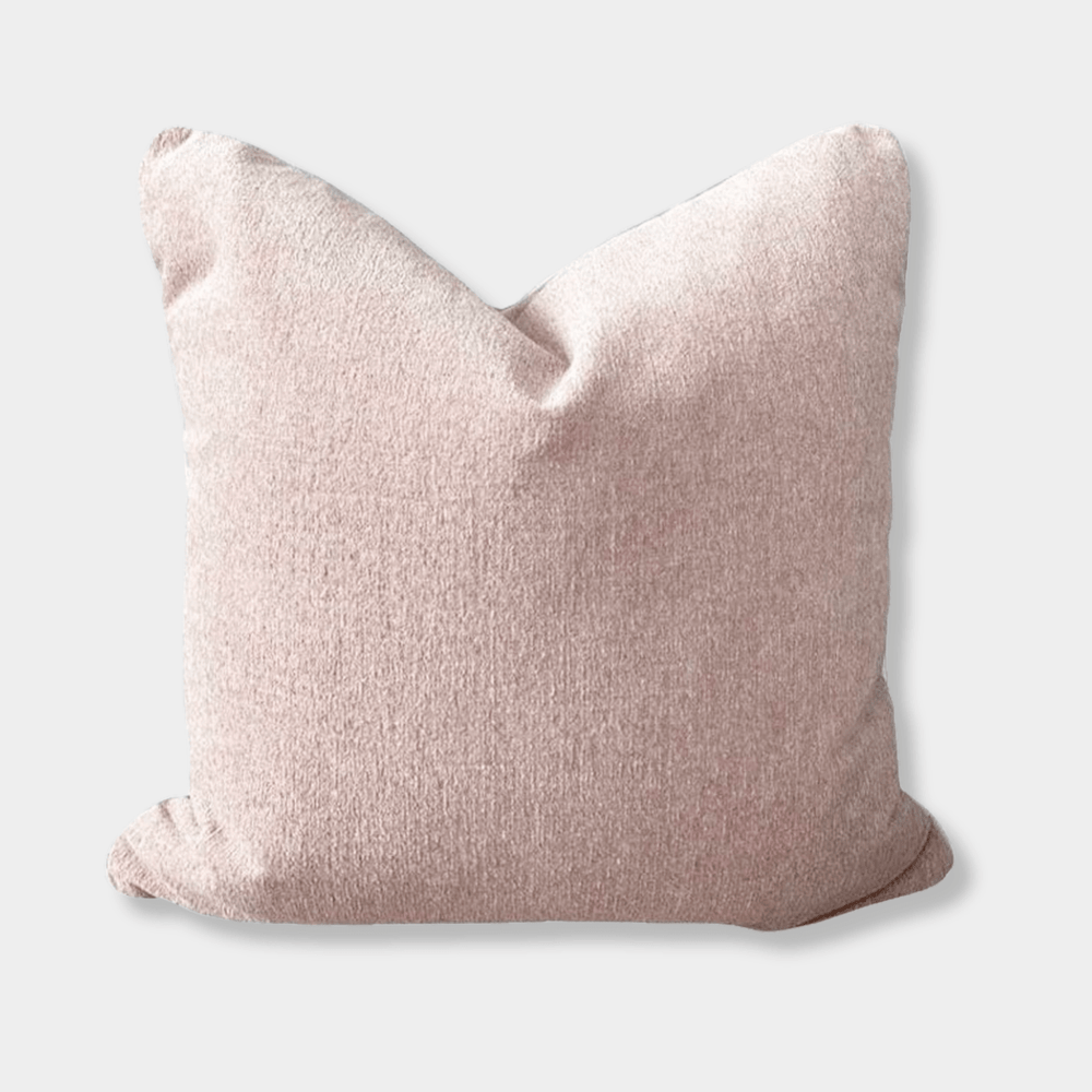 Soft light pink norsuHOME Cushion Parissi Shell made with premium Warwick fabric and feather down filling, handmade in Melbourne.