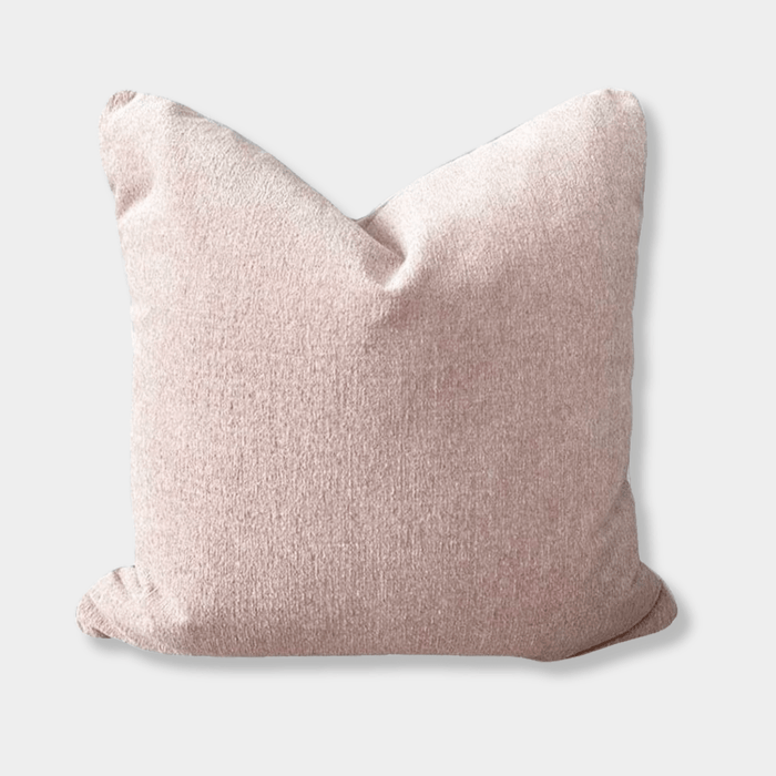 Soft light pink norsuHOME Cushion Parissi Shell made with premium Warwick fabric and feather down filling, handmade in Melbourne.