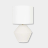 GlobeWest Lorne Roan Table Lamp with white sand ceramic base and ivory linen shade
