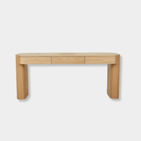 GlobeWest Floyd Desk in natural ash veneer with three drawers and minimalist design