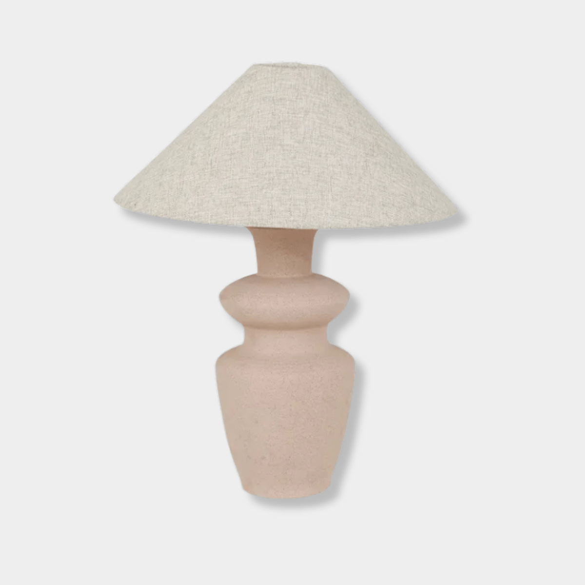 GlobeWest Lorne Bronte table lamp with mocha brown ceramic base and oatmeal cotton linen shade