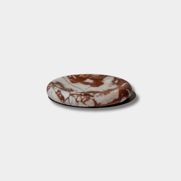 CoTheory Marble Tray Solstice small round brown Calacatta marble with curved edges and sculptural design