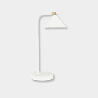 Easton Horizon Desk Lamp with white marble base and white metal shade, minimalist modern design.