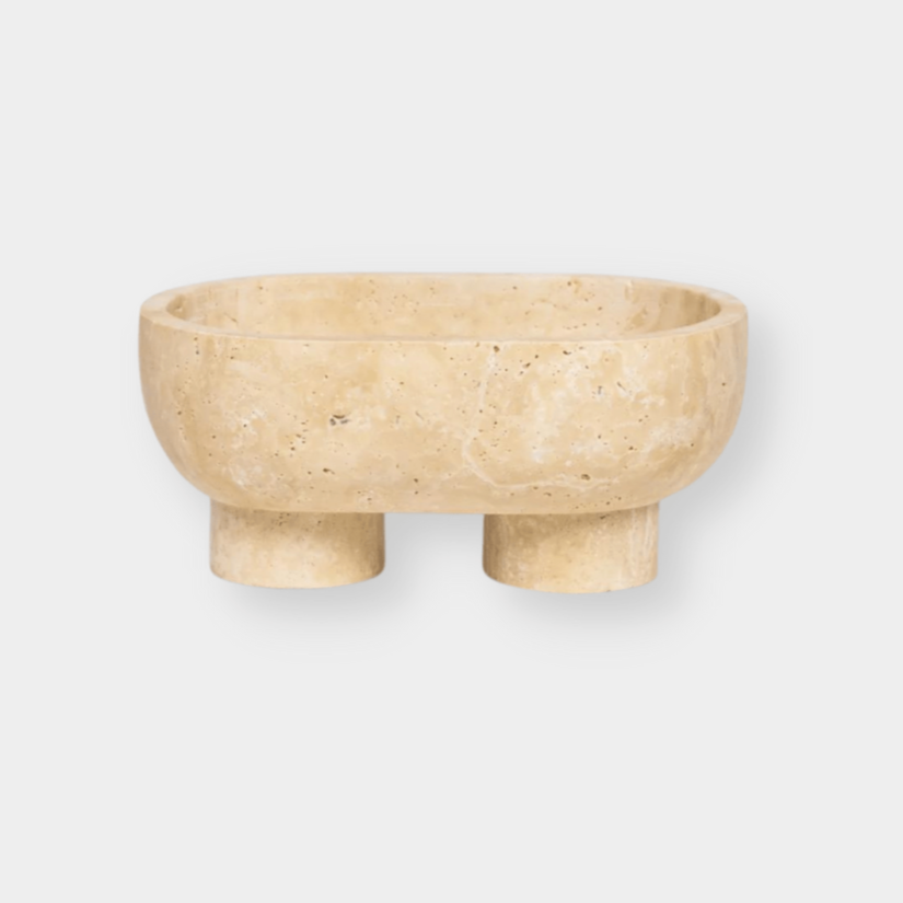 CoTheory Accessories CoTheory The Muse Footed Oval Tray - Beige Travertine (7921177886969)