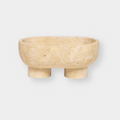 CoTheory Travertine Footed Oval Tray - Beige Travertine